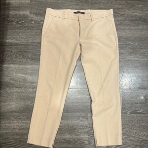Zara Beige Tailored Ankle Pants Women’s Size L Slim Fit Work Trousers